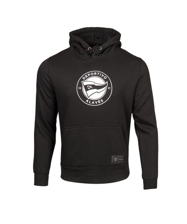 Hoodie Deportivo Alavés Negro Con Escudo Blanco 2024