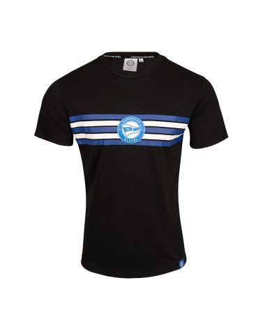 Camiseta Moda Deportivo Alavés Escudo Multirayas Negro SS24