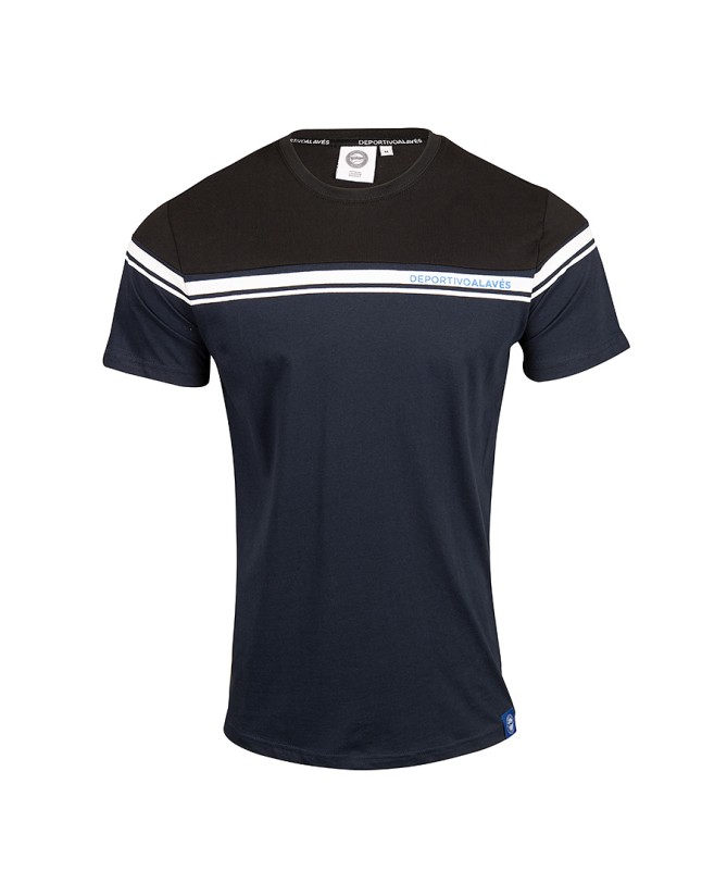Camiseta Moda Deportivo Alavés Negro Azul SS24 Texto Corporate