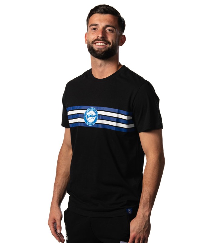 Camiseta Moda Deportivo Alavés Escudo Multirayas Negro SS24